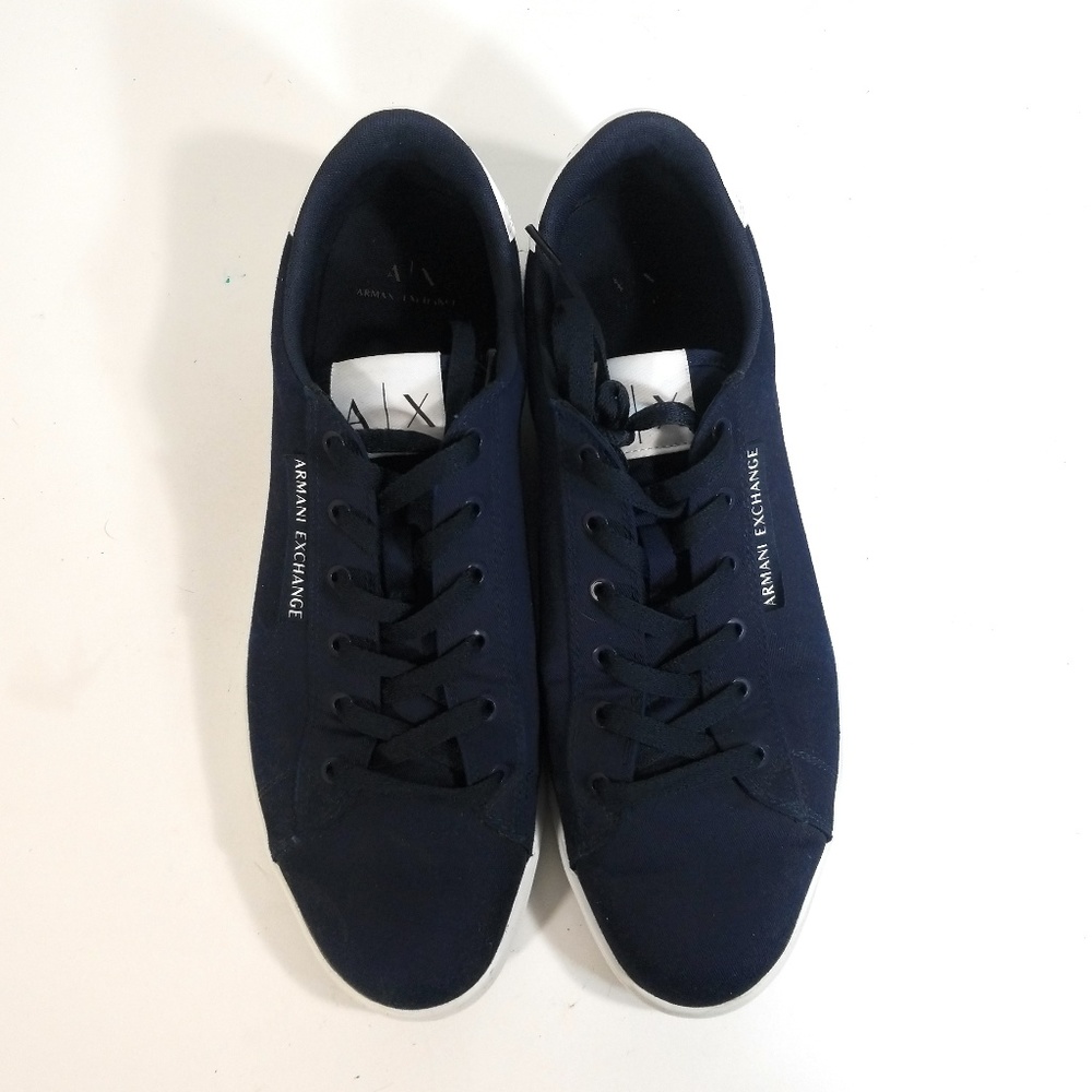 Armani Exchange Men White Blue Logo Sneakers Sz 12